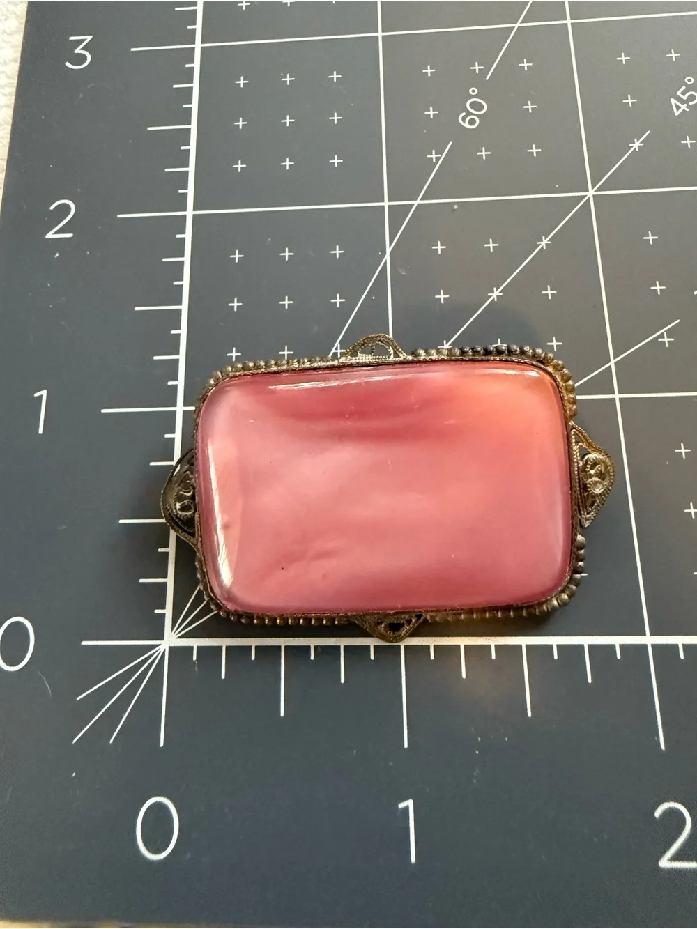 Antique Pink Glass Cabochon Brooch